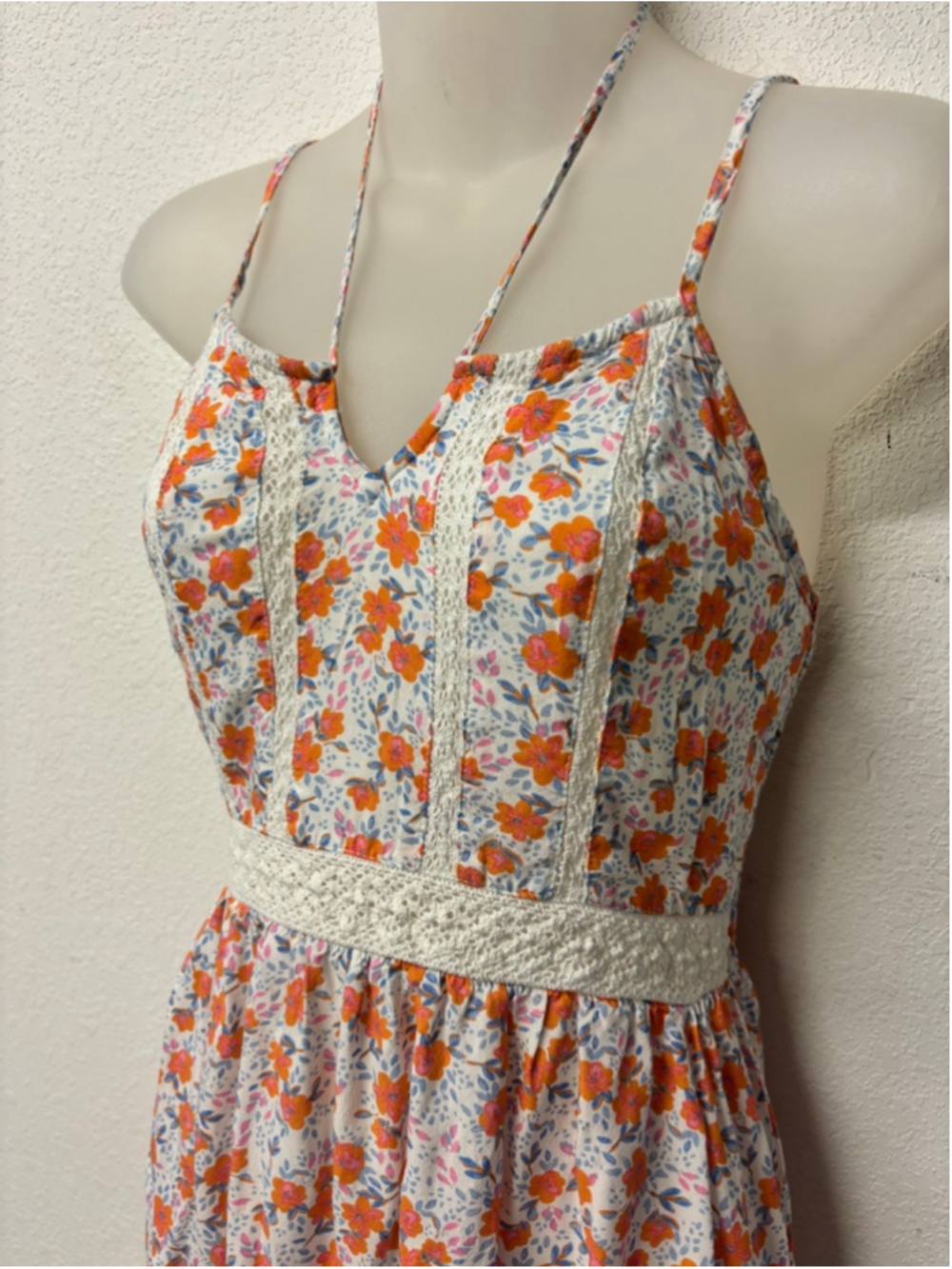 Sun Dress Jopana White Orange Floral High Low Dress Small - Picture 2 of 7
